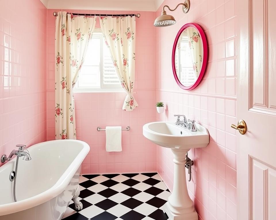 50s pink bathroom decor