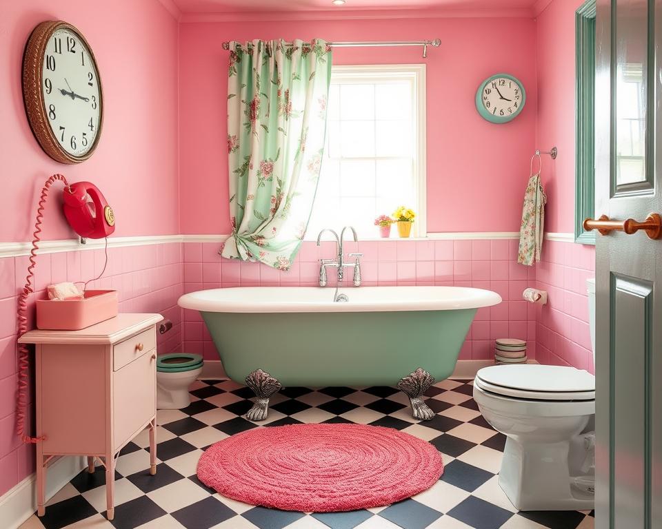 50s pink bathroom decor