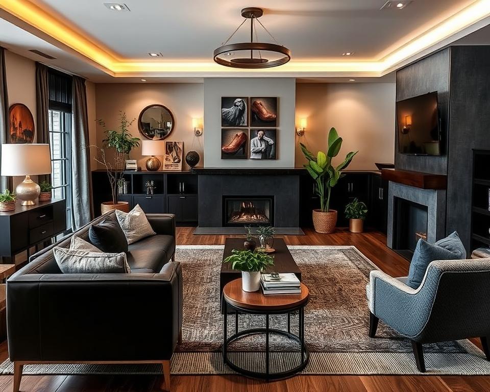 Balanced living room design for men