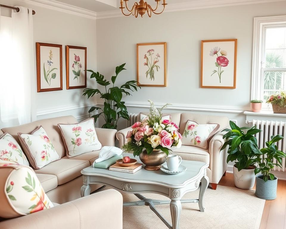 floral living room decor