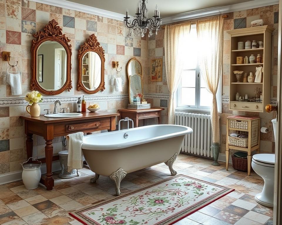 mixing and matching vintage bathroom